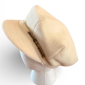 Burberry Cream Wool Newsboy Cap with Chain Detail